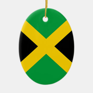Ornement Ovale En Céramique Drapeau de la Jamaïque