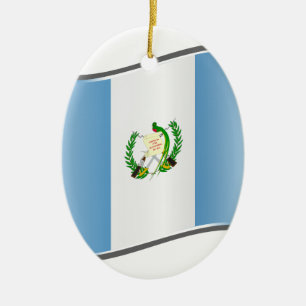 Ornement Ovale En Céramique Drapeau du Guatemala