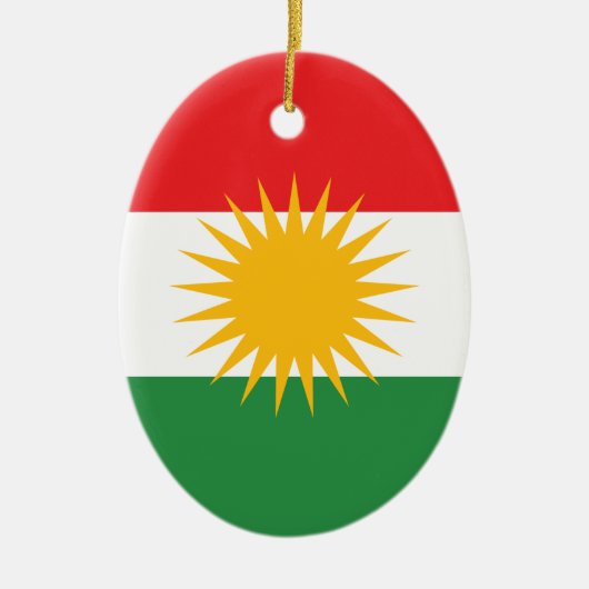 Ornement Ovale En Céramique Drapeau du Kurdistan (Devant)