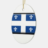 Ornement Ovale En Céramique Drapeau du Québec (Canada) (Gauche)