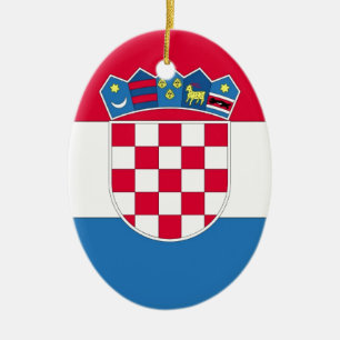 Ornement Ovale En Céramique Drapeau ou drapeau croate de Croatie