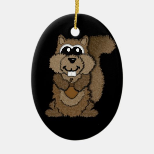 Ornement Ovale En Céramique Écureuil (Devant)