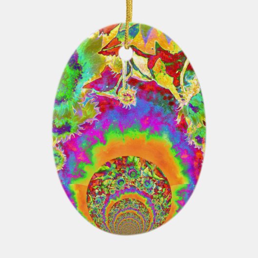 Ornement Ovale En Céramique Élégant chou bohème rétro tournesol (Devant)