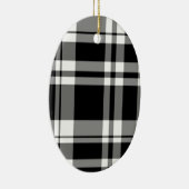 Ornement Ovale En Céramique élégant motif en plaid blanc noir (Droite)