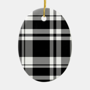 Ornement Ovale En Céramique élégant motif en plaid blanc noir