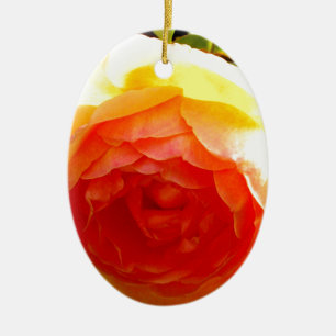 Ornement Ovale En Céramique Elégante pêche jaune rose floral d'abricot rouge