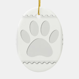 Ornement Ovale En Céramique Empreinte de patte de chien coupé