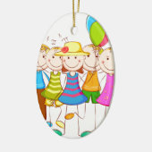 Ornement Ovale En Céramique enfant-amusement (Gauche)