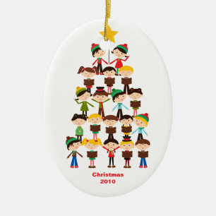 Ornement Ovale En Céramique Enfants chantant l'ornement de Noël de hymnes de