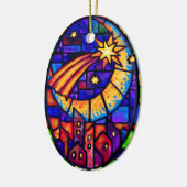 Ornement Ovale En Céramique Étoile de Bethlehem (Gauche)