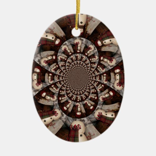 Ornement Ovale En Céramique Extraordinaire Snowman (Devant)