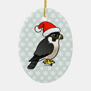 Ornement Ovale En Céramique Faucon pérégrin Père Noël