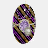 Ornement Ovale En Céramique Faux Parties scintillant et bijoux tons violet et (Droite)