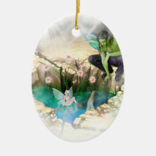 Ornement Ovale En Céramique Féerie en Elven Pond Vignette