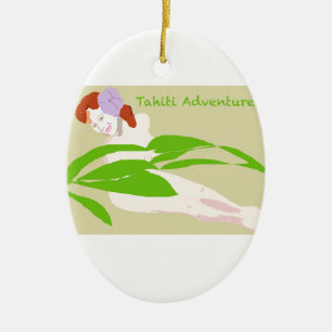 Ornement Ovale En Céramique Femme du Tahiti