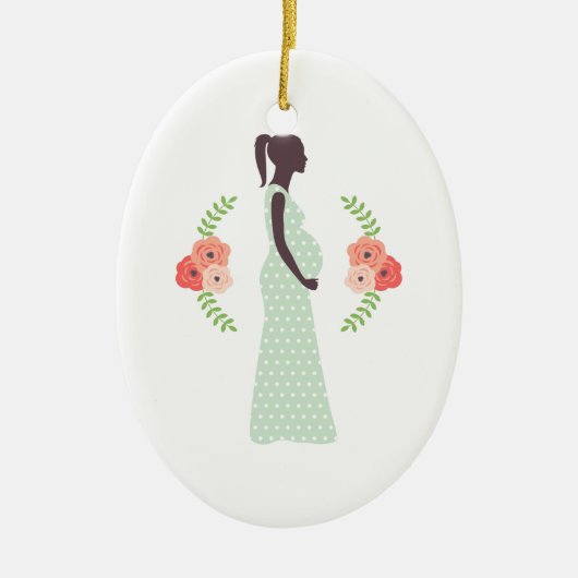 Ornement Ovale En Céramique Femme enceinte (Devant)