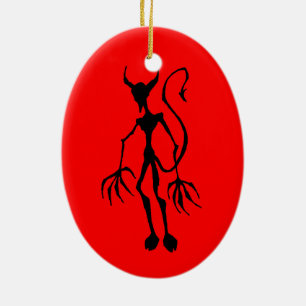 Ornement Ovale En Céramique Figure de la sticle de diable déplaisante