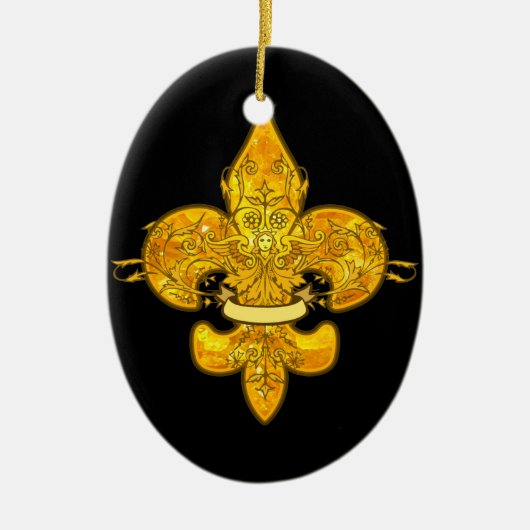 Ornement Ovale En Céramique Fleur de Guardian (Devant)