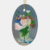 Ornement Ovale En Céramique Fleurs de manet dans un vase de cristal (Gauche)