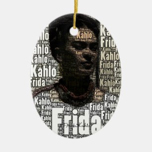 Ornement Ovale En Céramique Frida Kahlo marquant avec des lettres le portrait