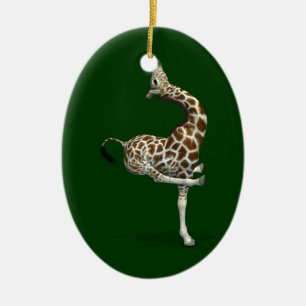 Ornement Ovale En Céramique Funny Sporty Giraffe