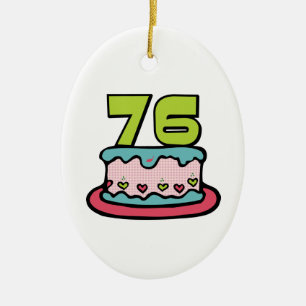 Ornement Ovale En Céramique Gâteau d'anniversaire de 76 ans