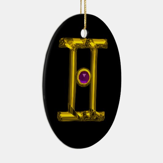 Ornement Ovale En Céramique GEMINI ZODIAC ANNIVERSAIRE JEWEL Purple Alexandrit (Droite)