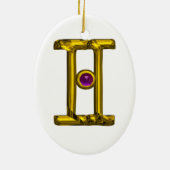 Ornement Ovale En Céramique GEMINI ZODIAC ANNIVERSAIRE JEWEL Purple Alexandrit (Dos)