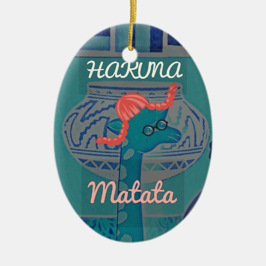 Ornement Ovale En Céramique Giraffe Art Joueuse : Un Plaisir Africain (Devant)