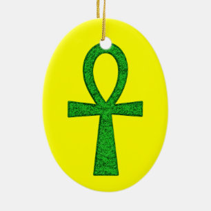 Ornement Ovale En Céramique Green Ankh