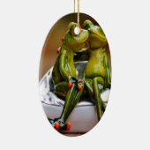 Ornement Ovale En Céramique Grenouilles joyeuses (Droite)