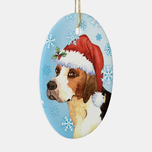 Ornement Ovale En Céramique Happy Howlidays Français Foxhound (Droite)