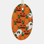 Ornement Ovale En Céramique Haunted Halloween Citrouille Patch Ghosts (Droite)