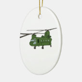 Ornement Ovale En Céramique Hélicoptère CH-47 militaire chinook vert (Gauche)