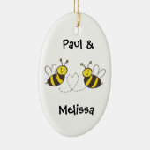 Ornement Ovale En Céramique Honey Bees with Heart (Droite)