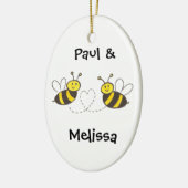Ornement Ovale En Céramique Honey Bees with Heart (Gauche)