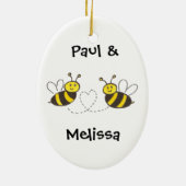 Ornement Ovale En Céramique Honey Bees with Heart (Dos)