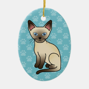 Ornement Ovale En Céramique Illustration de chat de race Siamois à points Choc