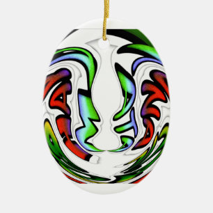 Ornement Ovale En Céramique Impression Abstrait Face Hakuna Matata