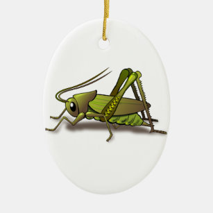 Ornement Ovale En Céramique Insecte vert de cricket