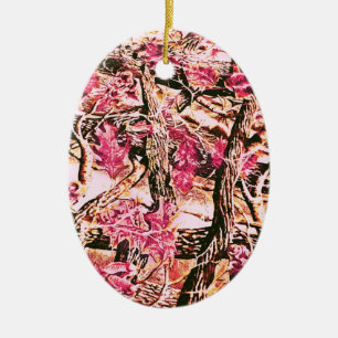 Ornement Ovale En Céramique J'aime Camo rose
