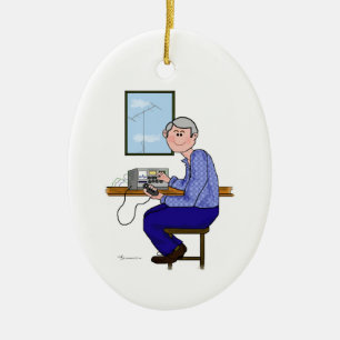 Ornement Ovale En Céramique Jambon masculin avec l'ornement gris de Noël de