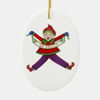 Ornement Ovale En Céramique Jingle Elves "Jolly"