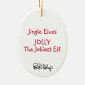 Ornement Ovale En Céramique Jingle Elves "Jolly" (Dos)