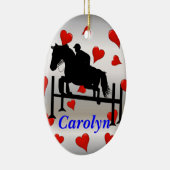 Ornement Ovale En Céramique Jolis cheval et cavalier de pullover de chasseur (Droite)