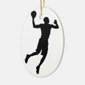 Ornement Ovale En Céramique Joueur de basket-ball Pop Art Silhouette (Gauche)