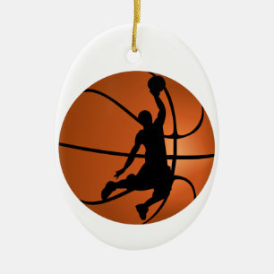 Ornement Ovale En Céramique Joueur de basket-ball Slam Dunk