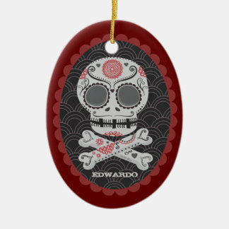Ornement Ovale En Céramique Jour du crâne mort Día de los Muertos calaveras