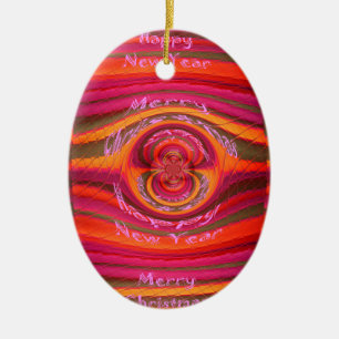 Ornement Ovale En Céramique Joyeuses couleurs Joyeux Noël Bonne année design