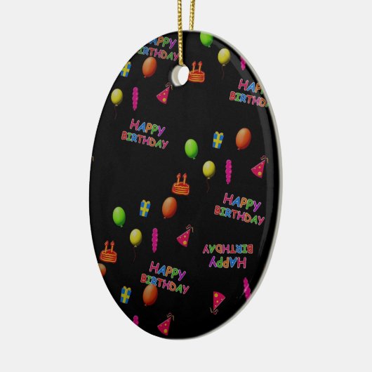 Ornement Ovale En Céramique Joyeux anniversaire, Decor Balloons (Gauche)